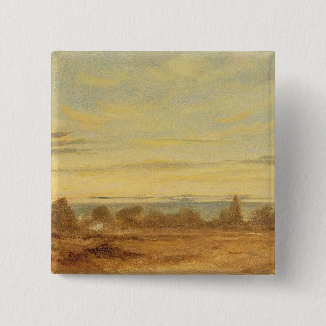 John Constable | Summer - Evening Landscape (oil o 2 Inch Square Button (Front)