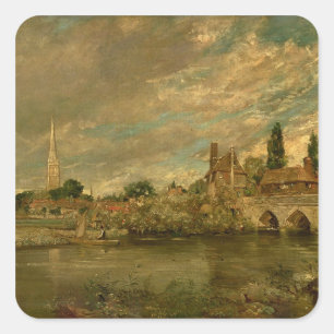 John Constable The Bridge of Harnham and Salisbu Square Sticker