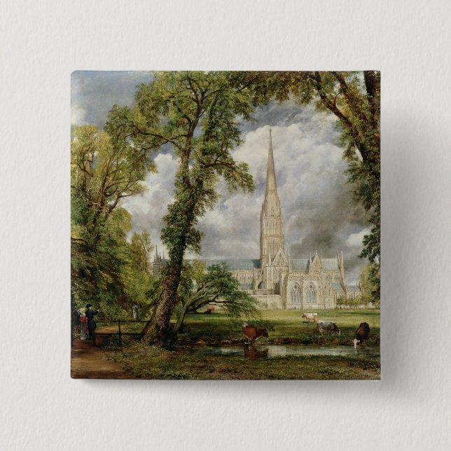 John Constable | View of Salisbury Cathedral from  2 Inch Square Button (Front)