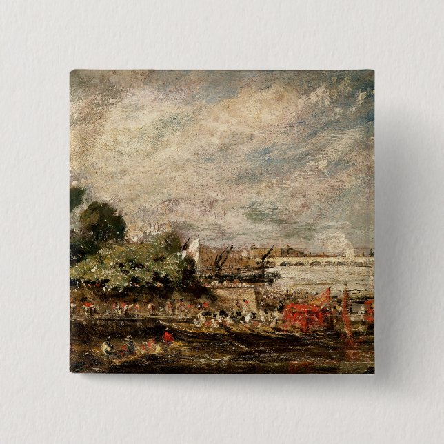 John Constable | Waterloo Bridge from above Whiteh 2 Inch Square Button (Front)