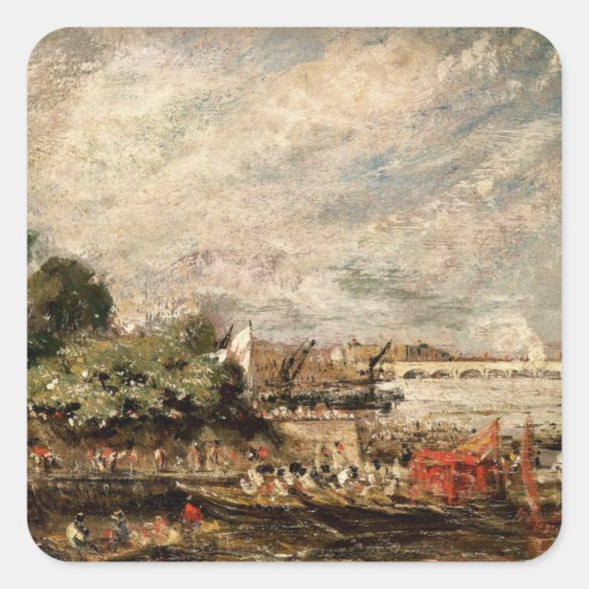 John Constable | Waterloo Bridge from above Whiteh Square Sticker (Front)