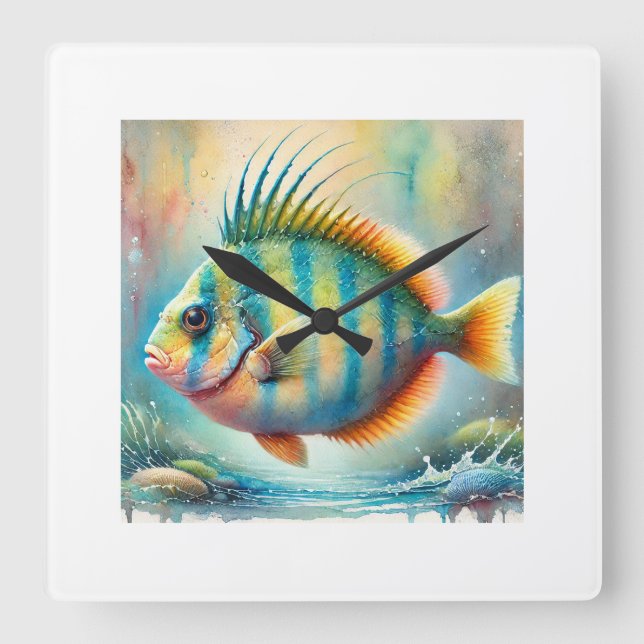 John Dory fish 040924AREF121 - Watercolor Square Wall Clock (Front)