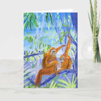 John Dyer Art Card Orangutans in Borneo