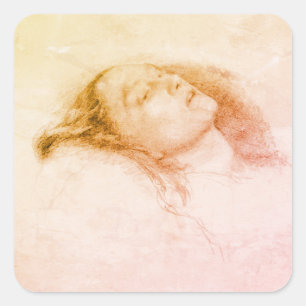 John Everett Millais - Ophelia (Study draught) Square Sticker