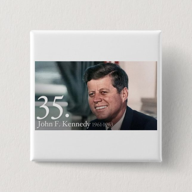 John F Kennedy 2 Inch Square Button (Front)
