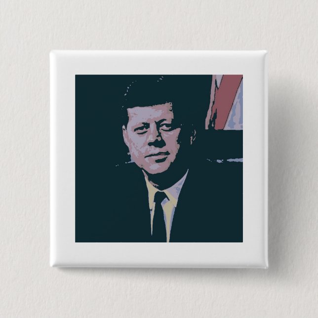 John F. Kennedy 2 Inch Square Button (Front)