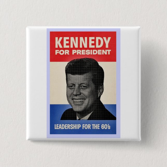 John F Kennedy 2 Inch Square Button (Front)