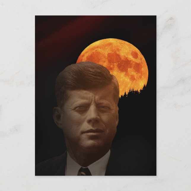 John F. Kennedy and the red Moon Postcard (Front)