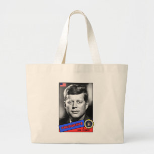 John F. Kennedy Baseball Card Large Tote Bag