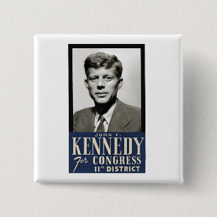 John F. Kennedy for Congress 2 Inch Square Button