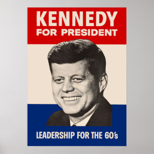 John F. Kennedy For President JFK Campaign Poster