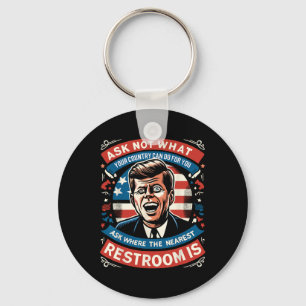 John F. Kennedy Funny Patriotic Toilet Meme 4th Of Keychain