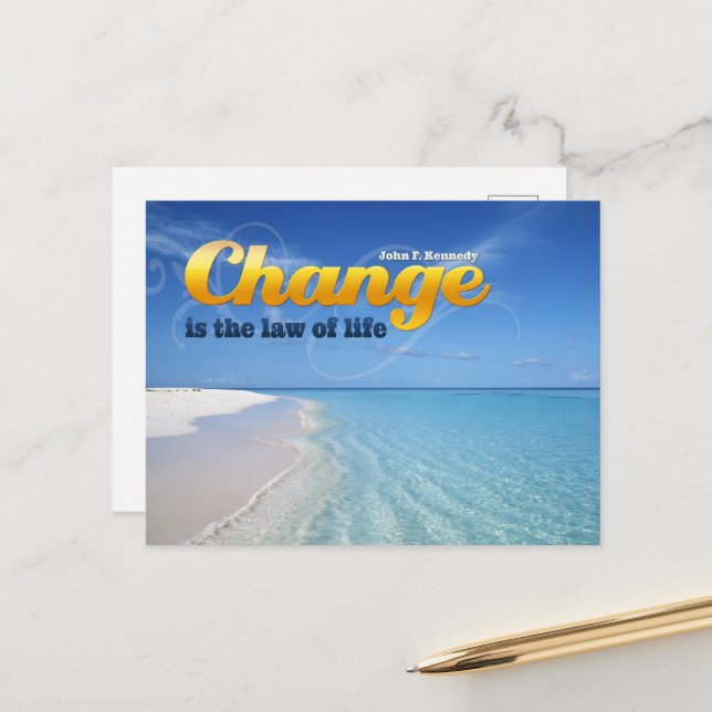 John F. Kennedy Inspirational Quote "Change" Postcard (Front/Back In Situ)