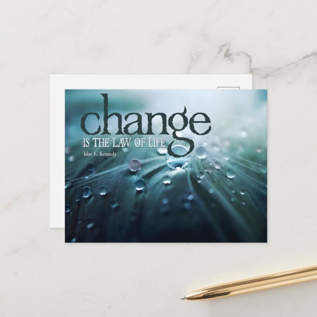 John F. Kennedy Inspirational Quote "Change" Postcard (Front/Back In Situ)