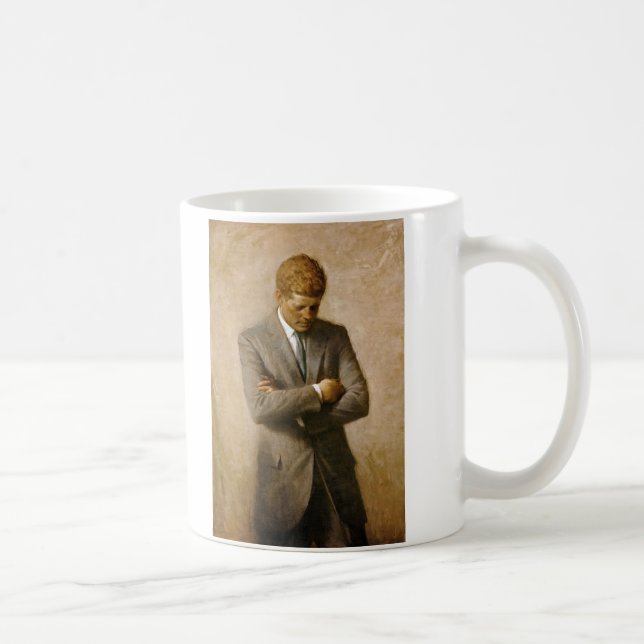 John F Kennedy Official Portrait by Aaron Shikler Coffee Mug (Right)