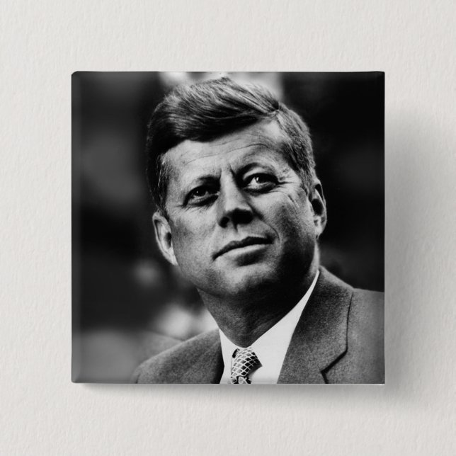 John F Kennedy President 2 Inch Square Button (Front)