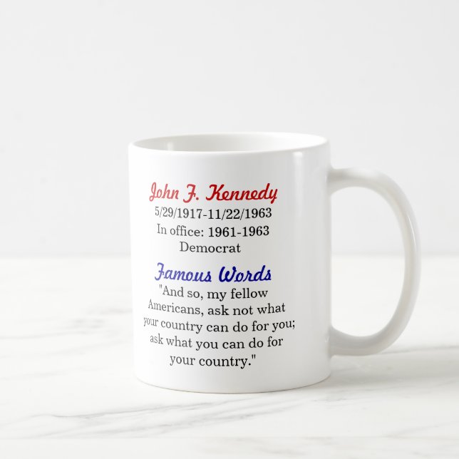 John F. Kennedy Quote Mug (Right)