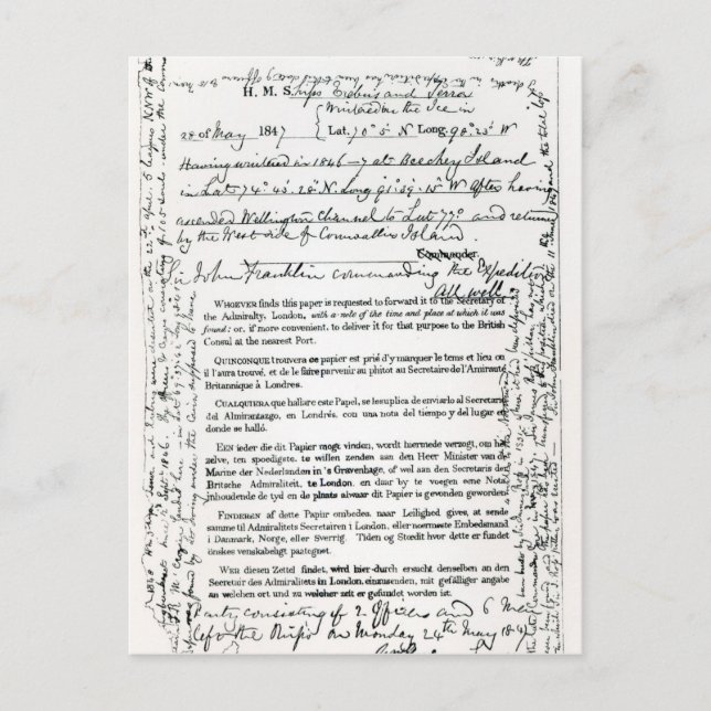 John Franklin's Message Postcard (Front)