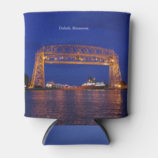 John G. Munson & Duluth Aerial Lift Bridge Can Cooler (Front)