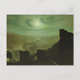 John Grimshaw- Full Moon behind Cirrus Cloud Postcard