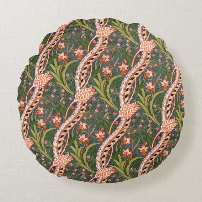 John Henry Dearle Daffodil Chintz Original Round Pillow (Front)