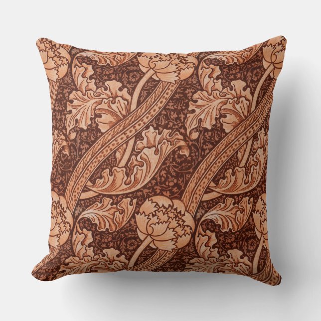 John Henry Dearle Florence Pattern in Red Throw Pillow (Front)