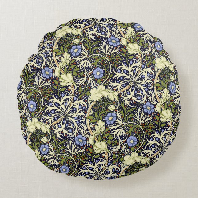John Henry Dearle Seaweed Pattern Round Pillow (Front)