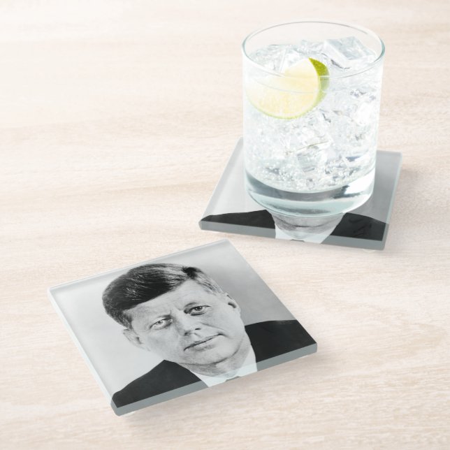 John Jack Kennedy US Presidential White House Glass Coaster (Angled)