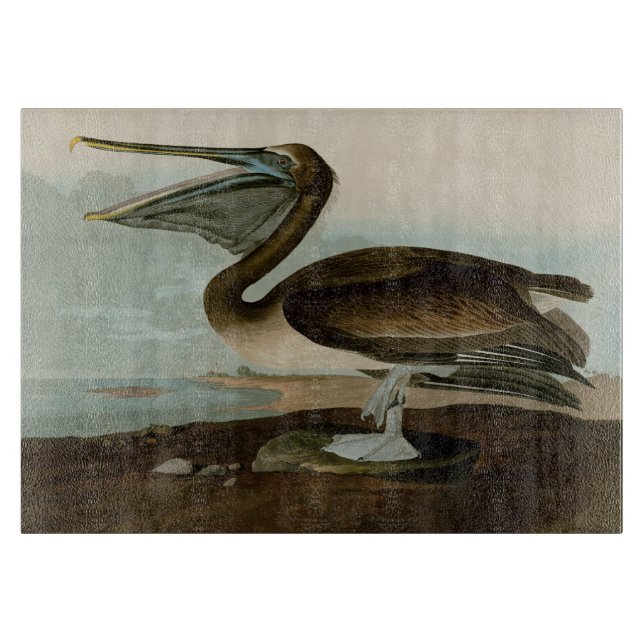 John James Audubon Brown Pelican Artwork Painting Cutting Board (Front)