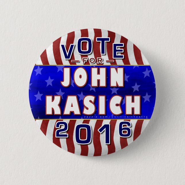 John Kasich President 2016 Election Republican 2 Inch Round Button (Front)
