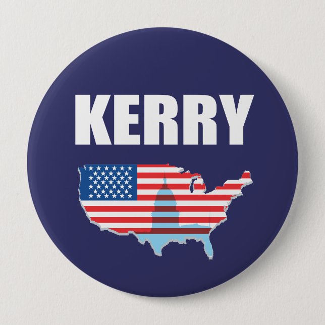 JOHN KERRY Election Gear 4 Inch Round Button (Front)