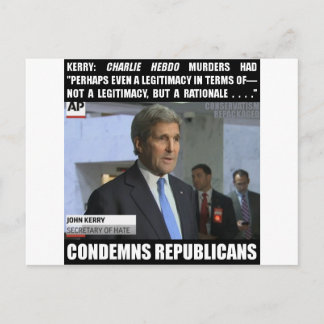 John Kerry: Secretary of Hate Postcard