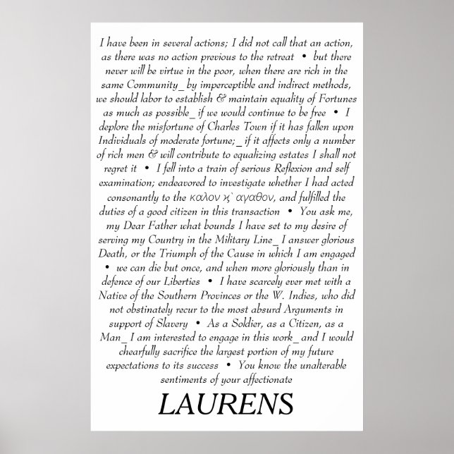 John Laurens Quotations Poster (Front)