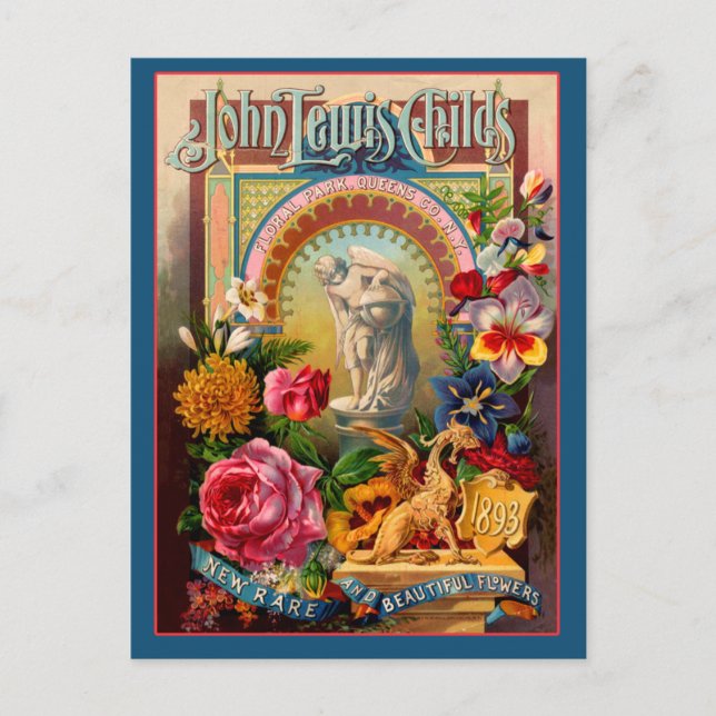 John Lewis Childs Rare Flowers Seed Packet Postcard (Front)