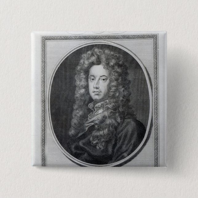 John, Lord Somers, engraved by John Golder, 1785 2 Inch Square Button (Front)