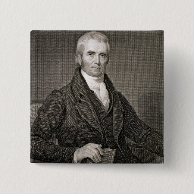 John Marshall (1755-1835), engraved by Asher Brown 2 Inch Square Button (Front)