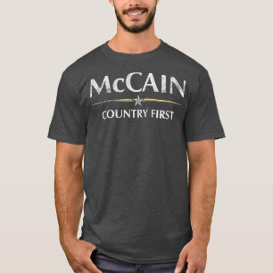 John McCain Country First  Vintage Look Hero Memor T-Shirt