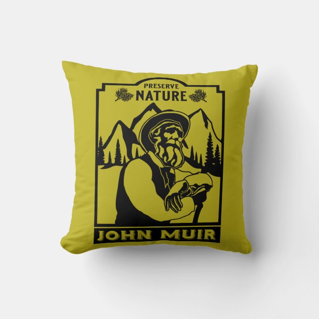 John Muir American Conservator Throw Pillow (Front)