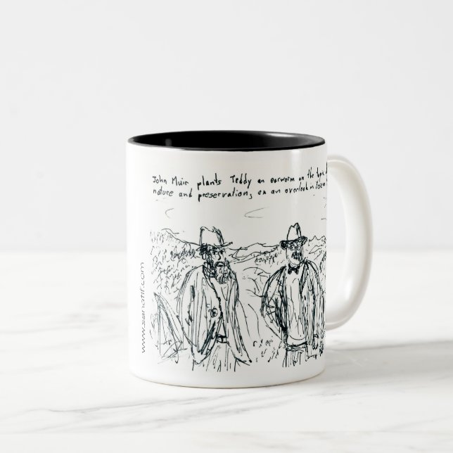 John Muir and Teddy Roosevelt Two-Tone Coffee Mug (Front Right)