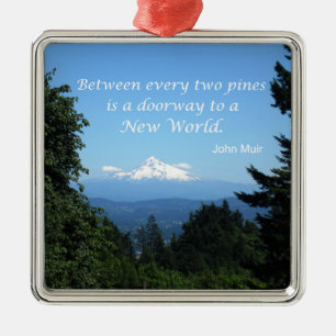 John Muir: "Between every two pines is a doorway" Metal Ornament