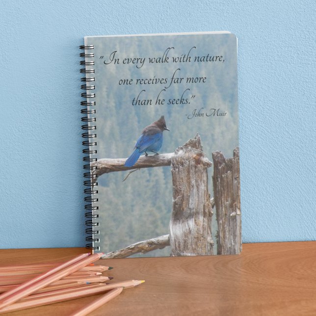 John Muir Nature Quote Blue Jay Notebook (In Situ)