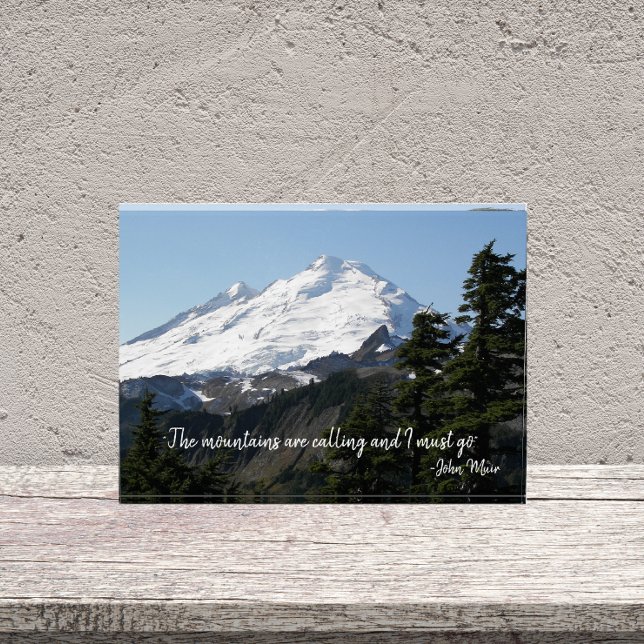 John Muir Quote Mountain Photo Block (In Situ)