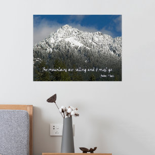 John Muir Quote Snowy Mountain Landscape Foil Prints