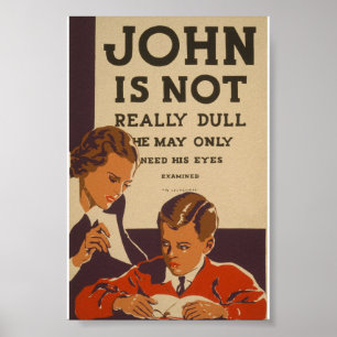 John N'Est Pas Vraiment Dull Poster Vintage WPA