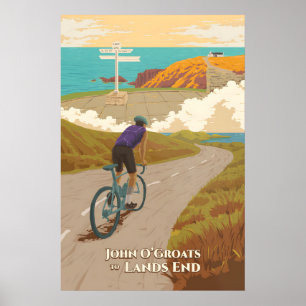 John OGroats to Lands End Cycling Travel Poster