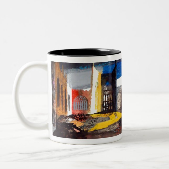 John Piper Coventry Cathedral Two-Tone Coffee Mug (Left)