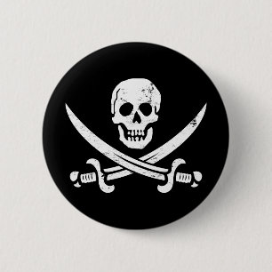 John Rackham (Calico Jack) Pirate Flag Jolly Roger 2 Inch Round Button