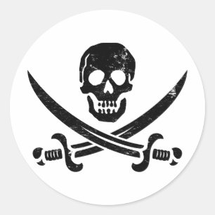 John Rackham (Calico Jack) Pirate Flag Jolly Roger Classic Round Sticker
