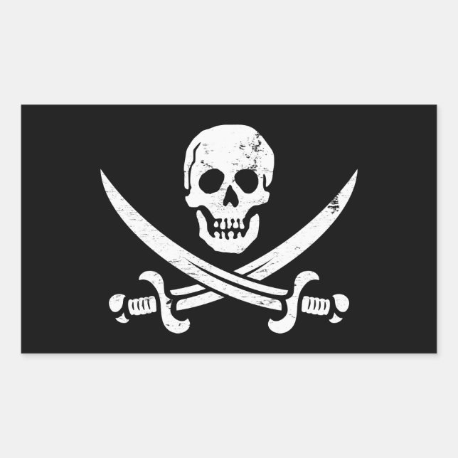 John Rackham (Calico Jack) Pirate Flag Jolly Roger Sticker (Front)
