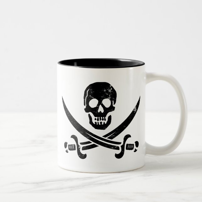 John Rackham (Calico Jack) Pirate Flag Jolly Roger Two-Tone Coffee Mug (Right)